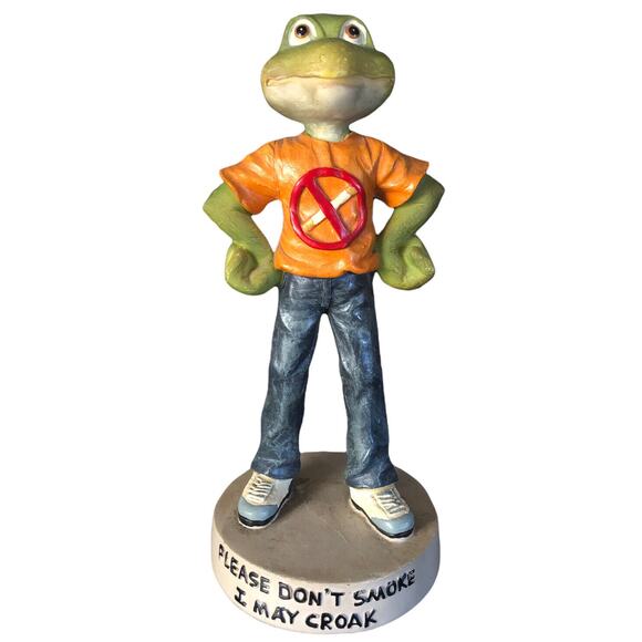 Other - Please Don't Smoke I May Croak Frog‎ Figurine Frog Froggy Statue Figure